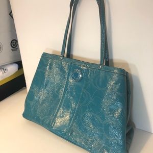 Coach turquoise blue purse